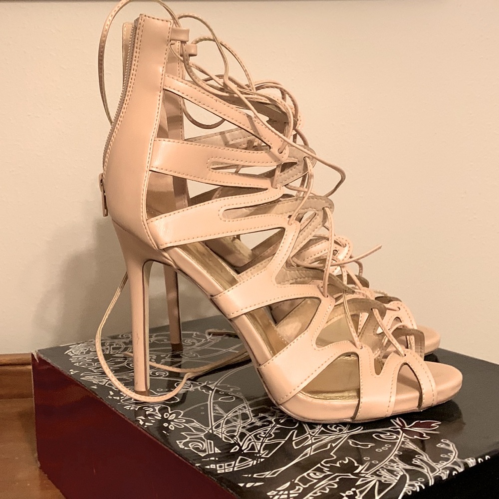 Liliana stiletto heels strappy lace ankle style